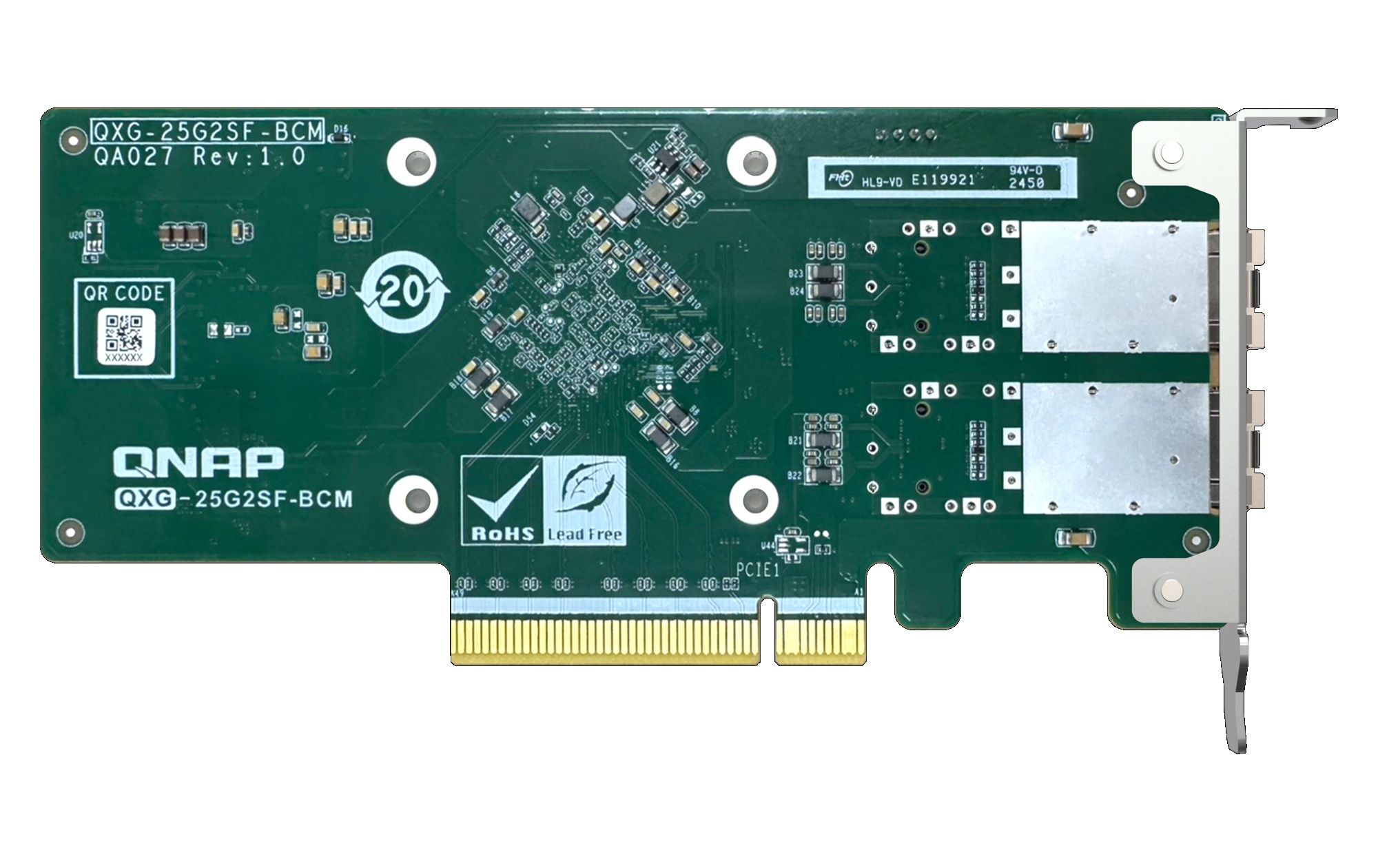 QNAP QXG-25G2SF-BCM Dual port na 25GbE Network adaptér; 2 x SFP28; Broadcom 57504 controller 