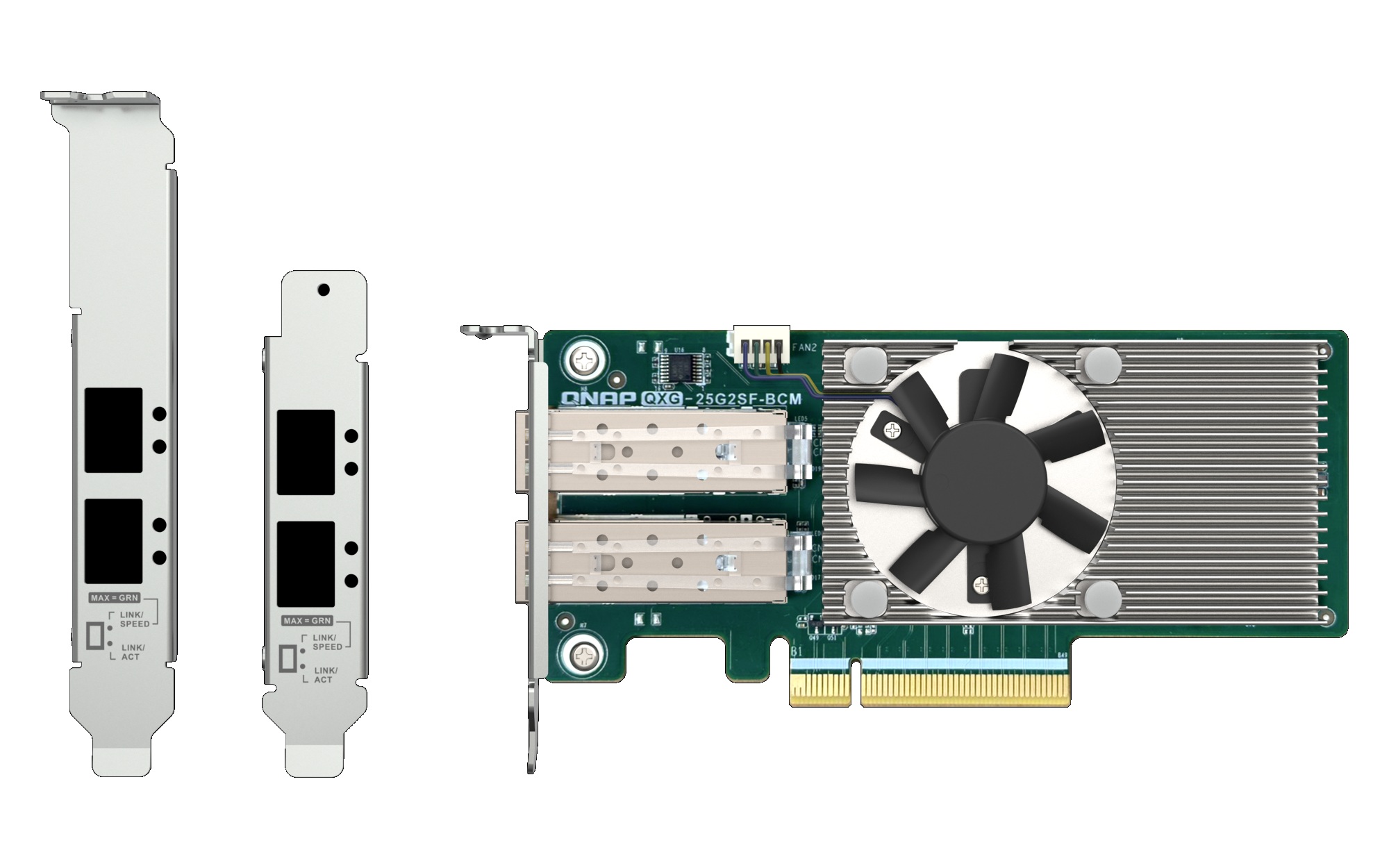 QNAP QXG-25G2SF-BCM Dual port na 25GbE Network adaptér; 2 x SFP28; Broadcom 57504 controller 
