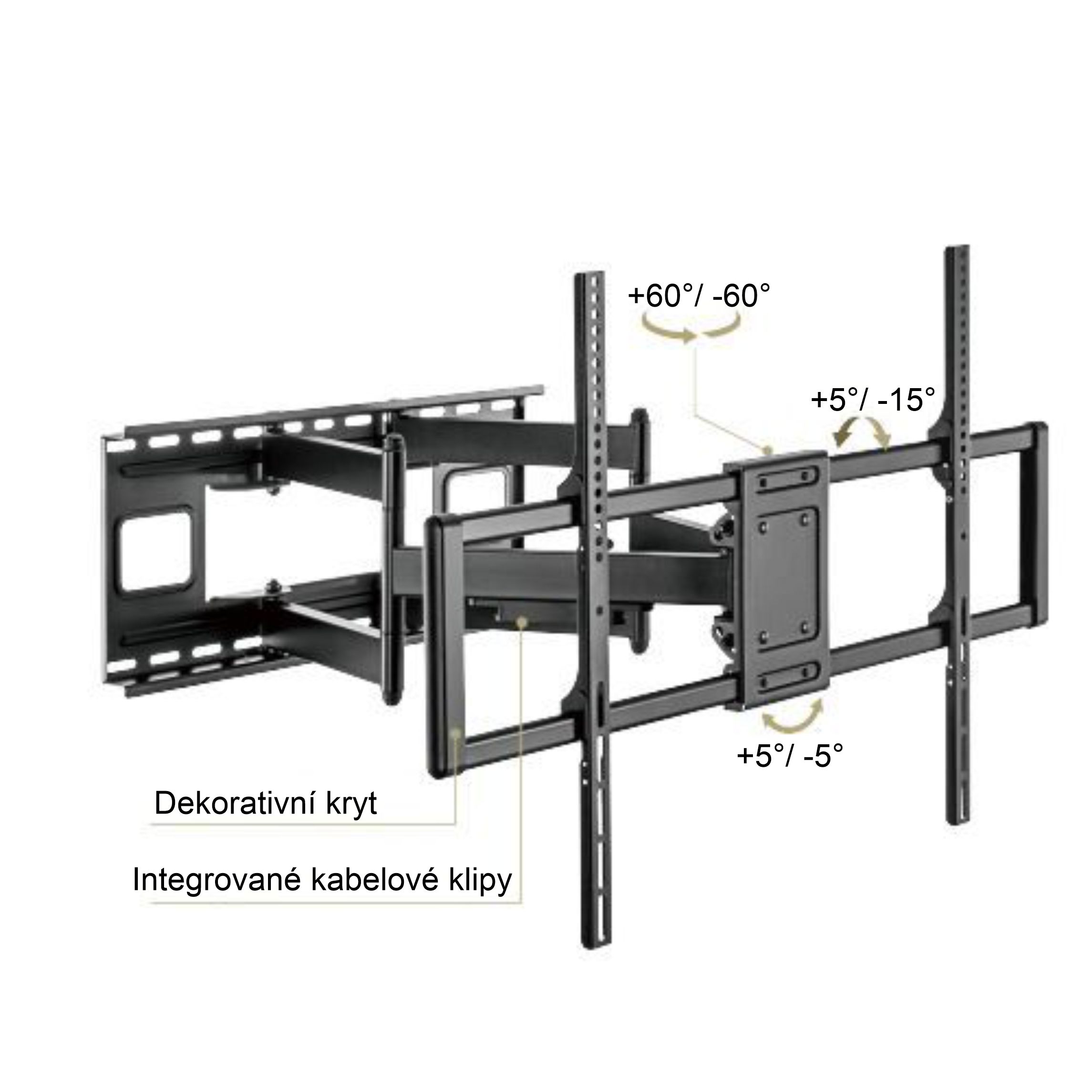 Výsuvný držiak Brateck LPA77-696 pre TV 60"-120" 120kg polohovateľný nástenný Heavy Duty 
