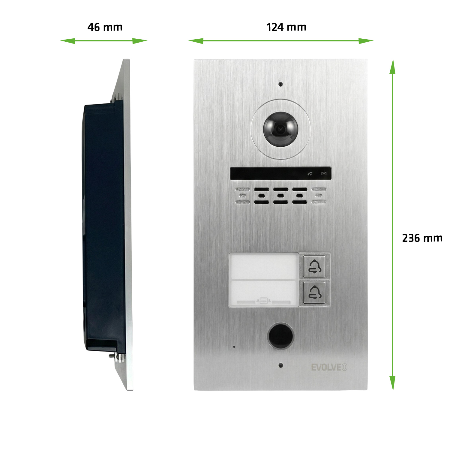 EVOLVEO DoorPhone ID-2, 2-drôtový videotelefón pre dva byty s RFID, odtlačkom prsta a podporou ONVIF ka 