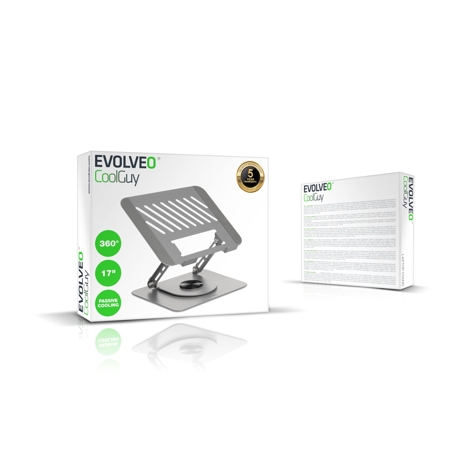 EVOLVEO CoolGuy, stojan pod notebook, 17", záruka 5 rokov, šedý 