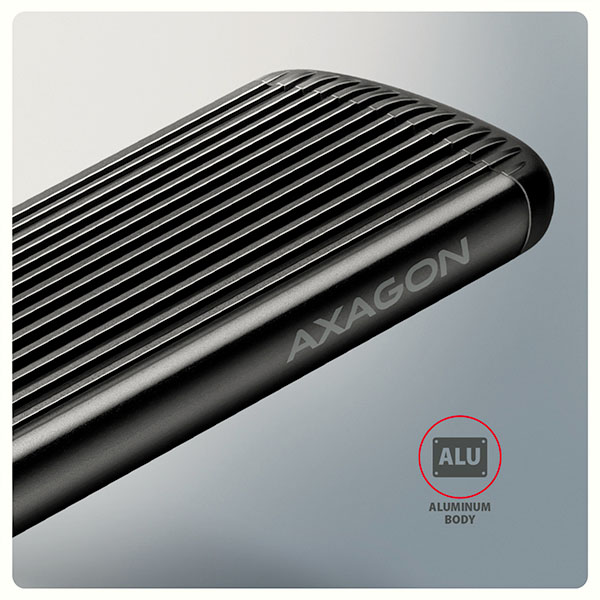 AXAGON EEM2-SC, USB-C 10Gbps externý box pre M.2 NVMe SSD, bezskrutkový, rebrovaný hliník 