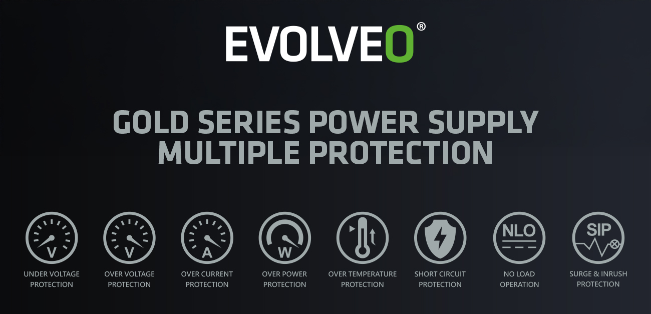 EVOLVEO G1000/ 1000W/ ATX 3.0/ 80PLUS Gold/ Modular 