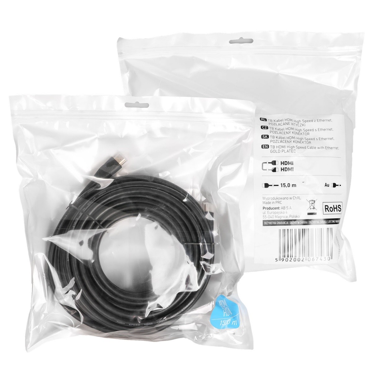 TB Touch HDMI 2.0, M/ M, pozlátené konektory, 15 m 