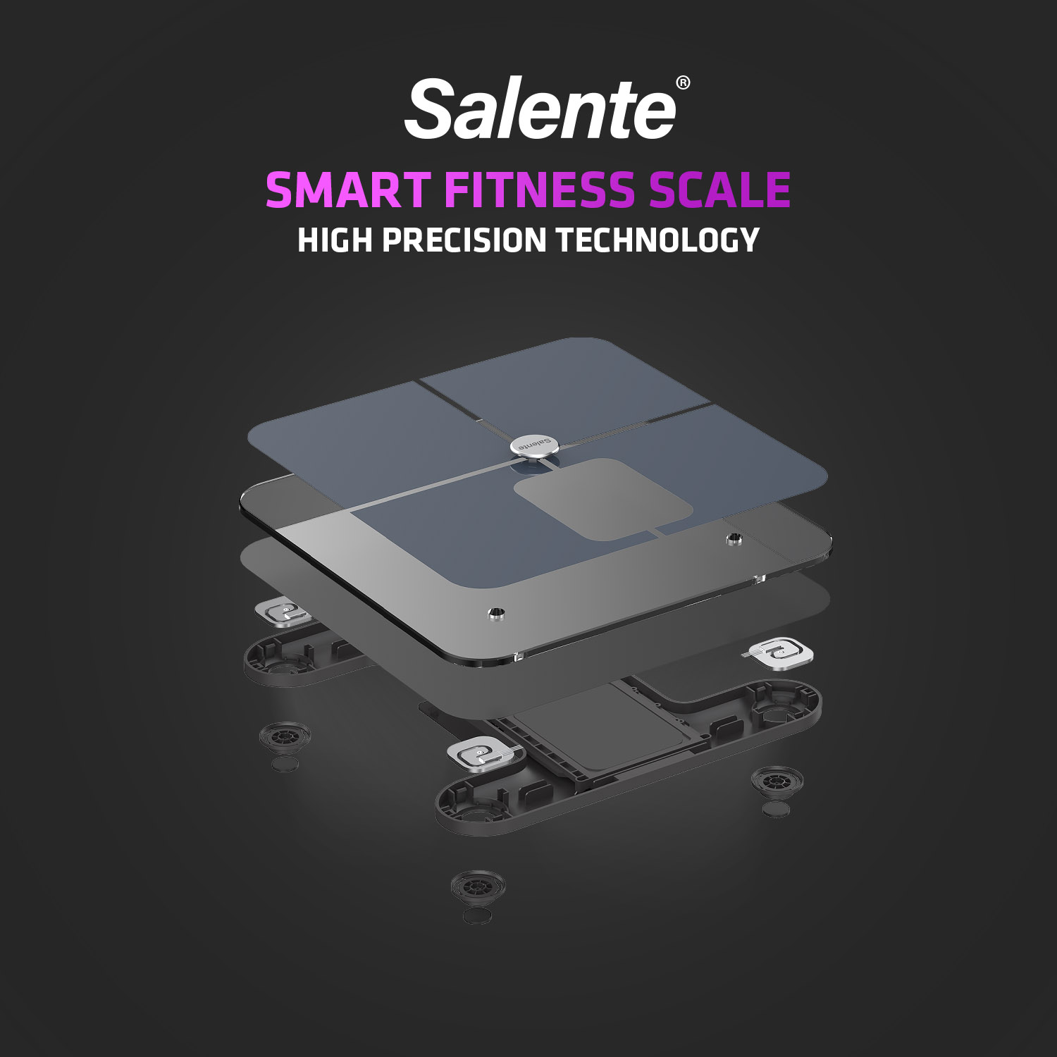 Salente BodyFit, múdra osobná diagnostická fitness váha, Bluetooth, čierna 