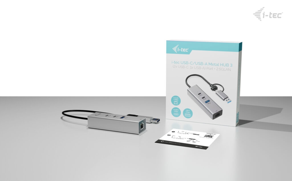 i-tec USB-C/ USB-A Metal HUB 3 (2x USB-C, 1x USB-A) Port + 2.5GLAN 