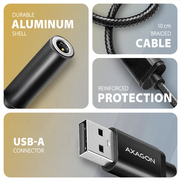 AXAGON ADA-HA, USB-A na 3.5mm jack Hi-Res DAC audio adaptér, 384kHz/ 32bit, stereo 