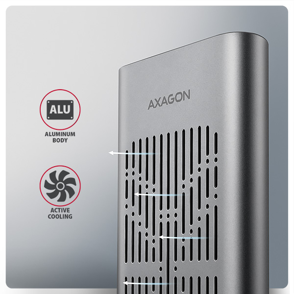 AXAGON EEM2-20GD, USB-C 20Gbps externý box pre dvoch M.2 NVMe SSD s funkciou klonovania 
