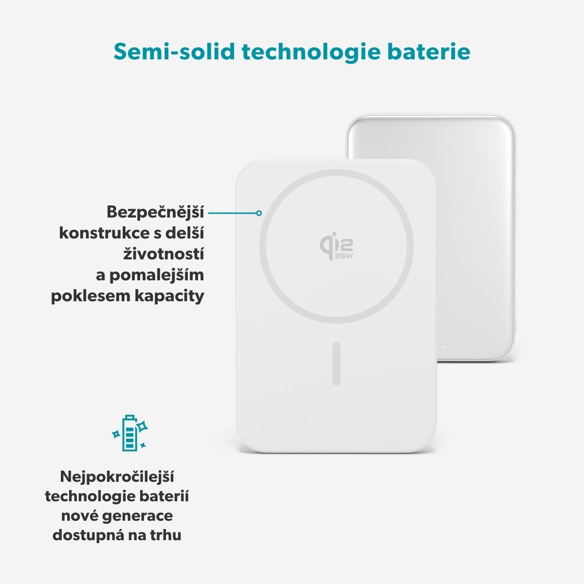 Epico Qi2 25W 10000mAh Mag+ powerbanka EM75 - strieborná 