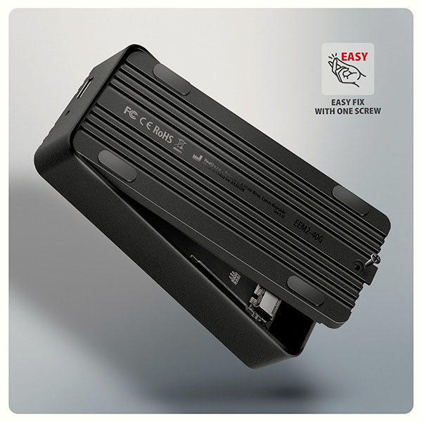 AXAGON EEM2-40G, USB-C 40Gbps externý box pre M.2 NVMe SSD, zosilnený hliník 