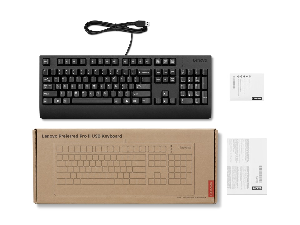 Lenovo Proferred Pro II USB Keyboard AI US/ Drôtové USB-A/ US/ Čierna 
