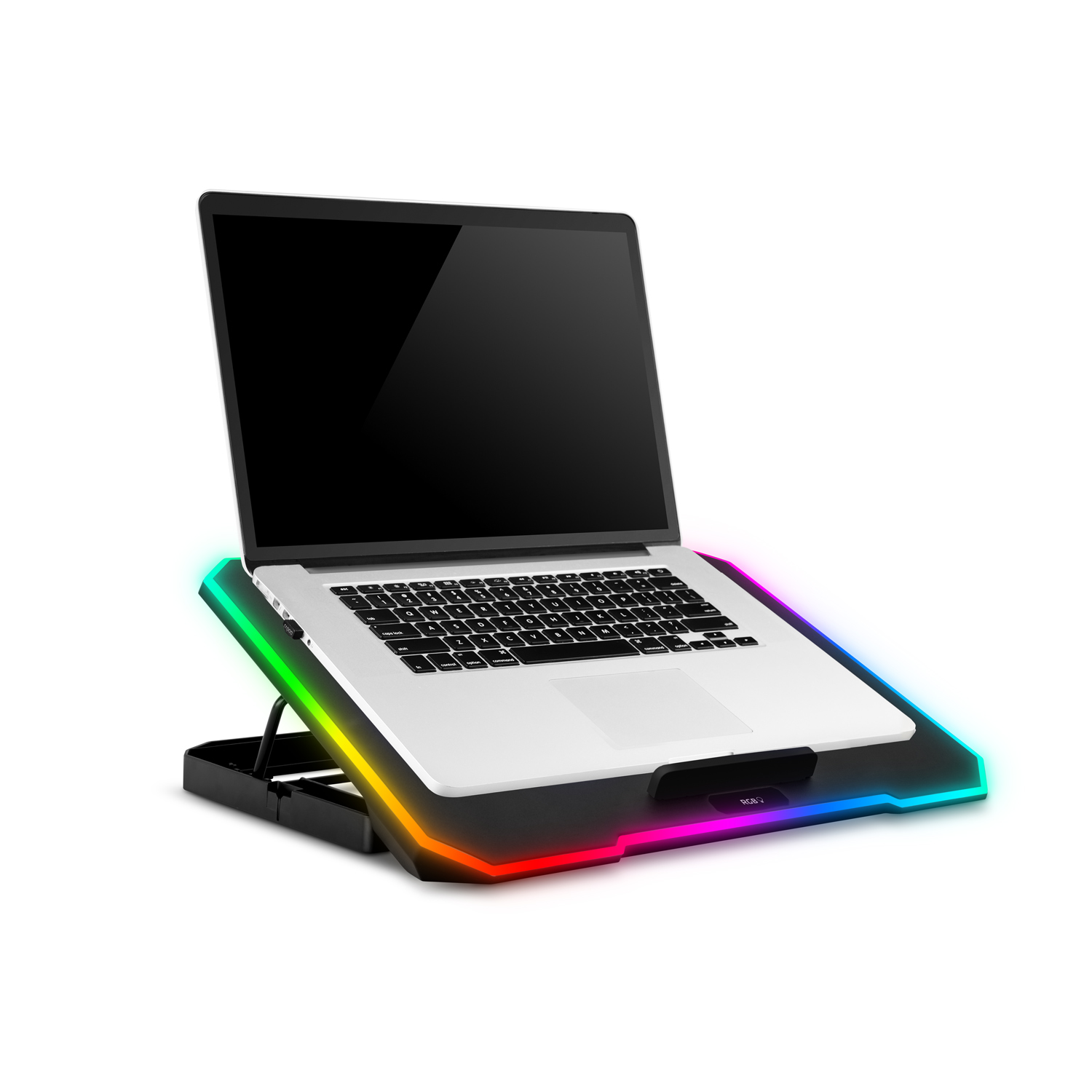EVOLVEO CoolPro, chladiaca podložka pod notebook, 2x ventilátor, RGB podsvietenie, čierna 