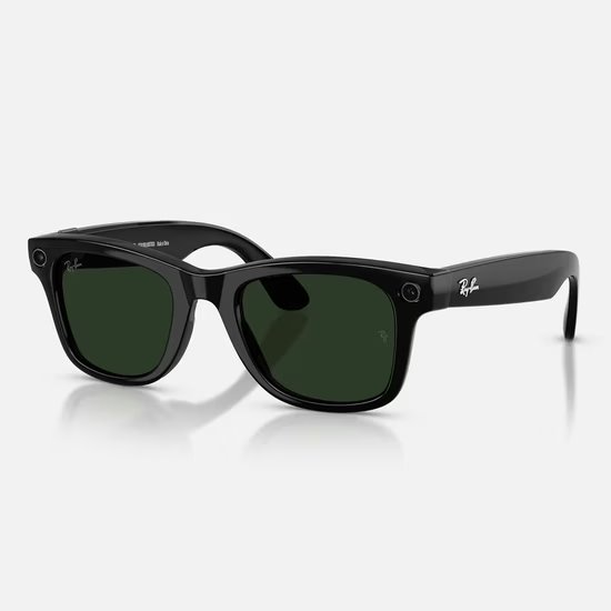 Meta Ray-Ban Gen2 Wayfarer, Shiny Black, Green transitions (Large) 