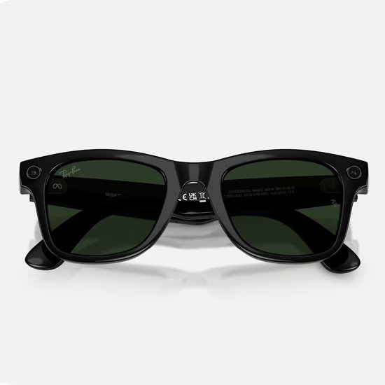 Meta Ray-Ban Gen2 Wayfarer, Shiny Black, Green transitions (Large) 