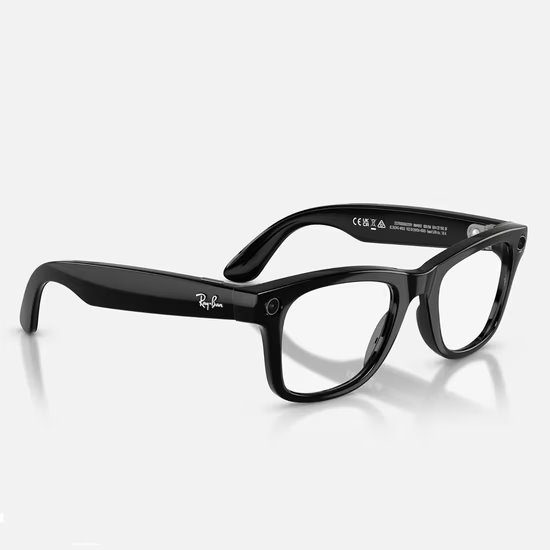Meta Ray-Ban Gen2 Wayfarer, Shiny Black, Green transitions (Large) 