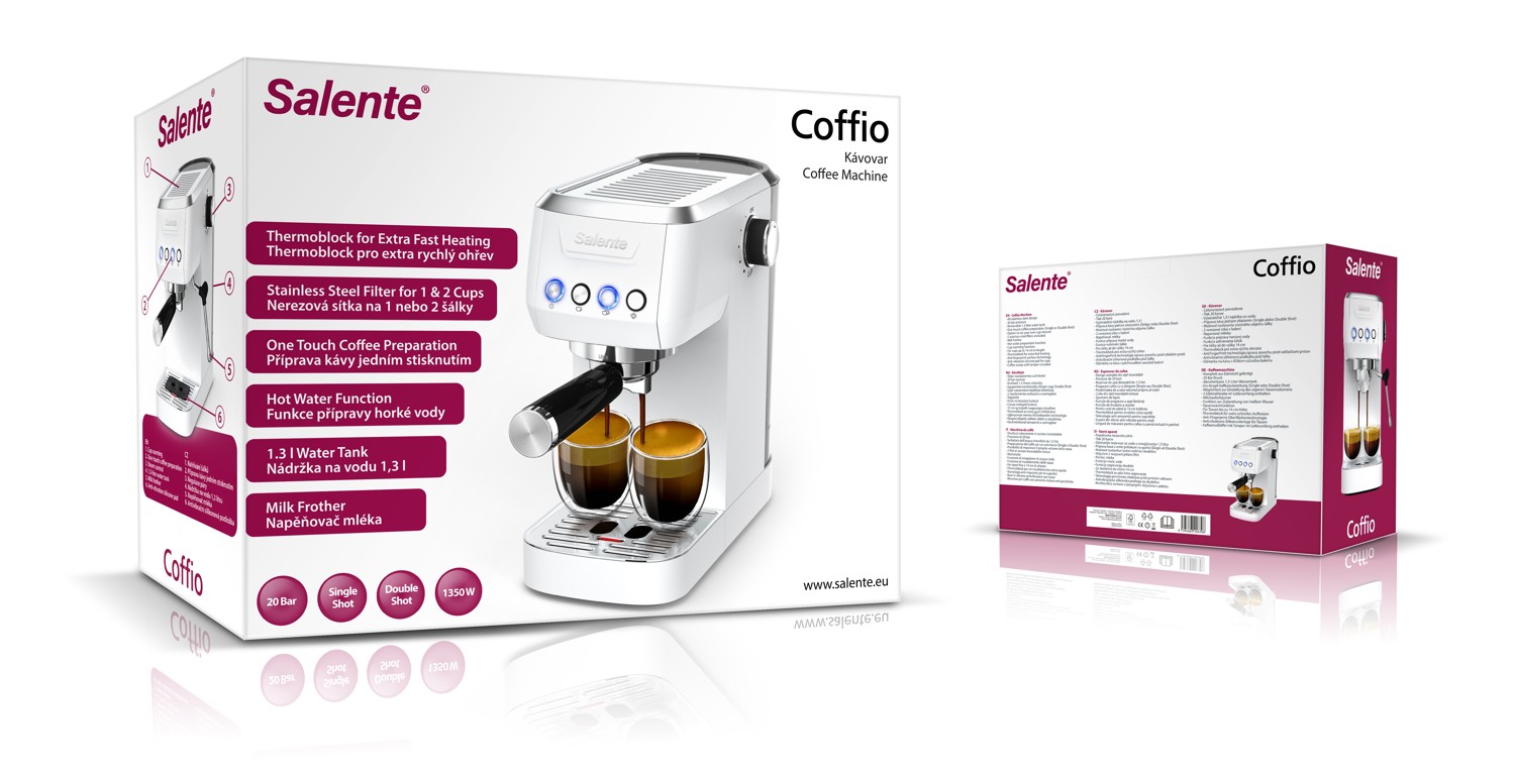 Salente Coffio, pákový kávovar, biely 