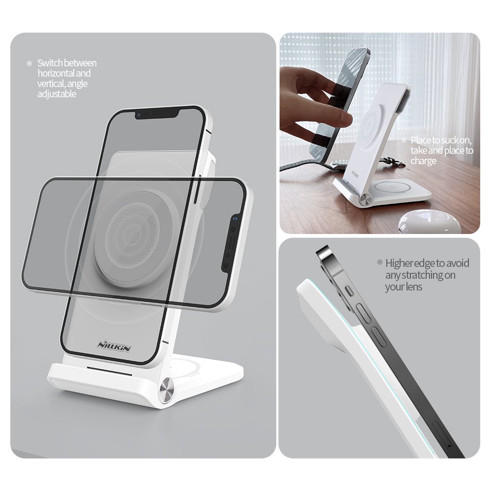 Nillkin PowerTrio 3v1 Bezdrôtová Nabíjačka MagSafe pre Samsung Watch White 