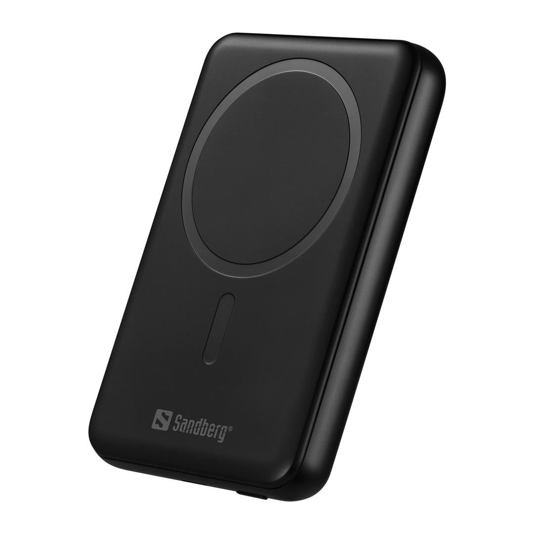 Sandberg SemiSolidState Magnet Powerbank 10000 mAh PD20W, magnetická powerbanka, čierna 