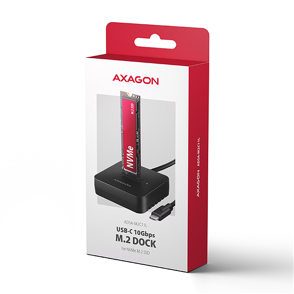 AXAGON ADSA-M2C11L, USB-C 10Gbps dokovacia stanica pre 1× M.2 NVMe SSD 