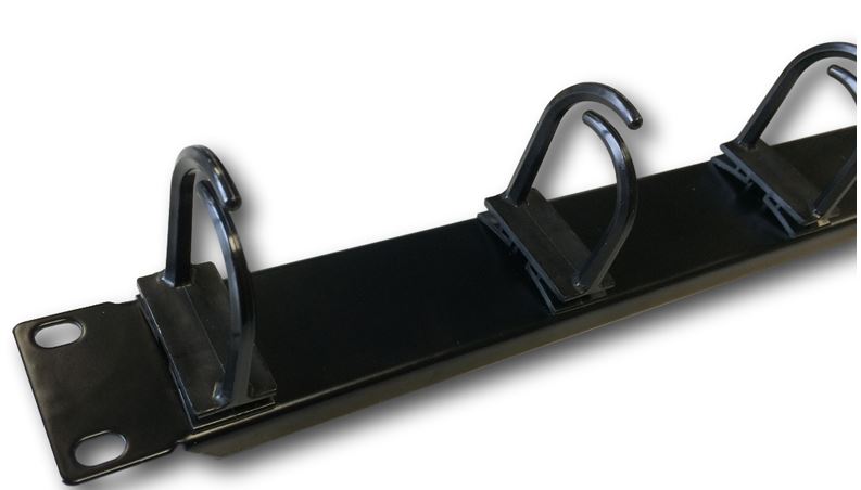 19" vyväzovací panel 1U 5x plast oko 3x3cm čierny 