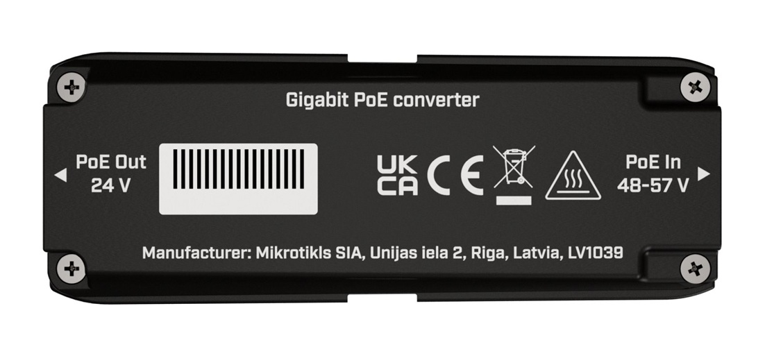 MikroTik GPOE-CON-mini, 48 to 24V 10/ 100/ 1000Mbps PoE converter 802.3af a 802.3at PoE, outdoor 