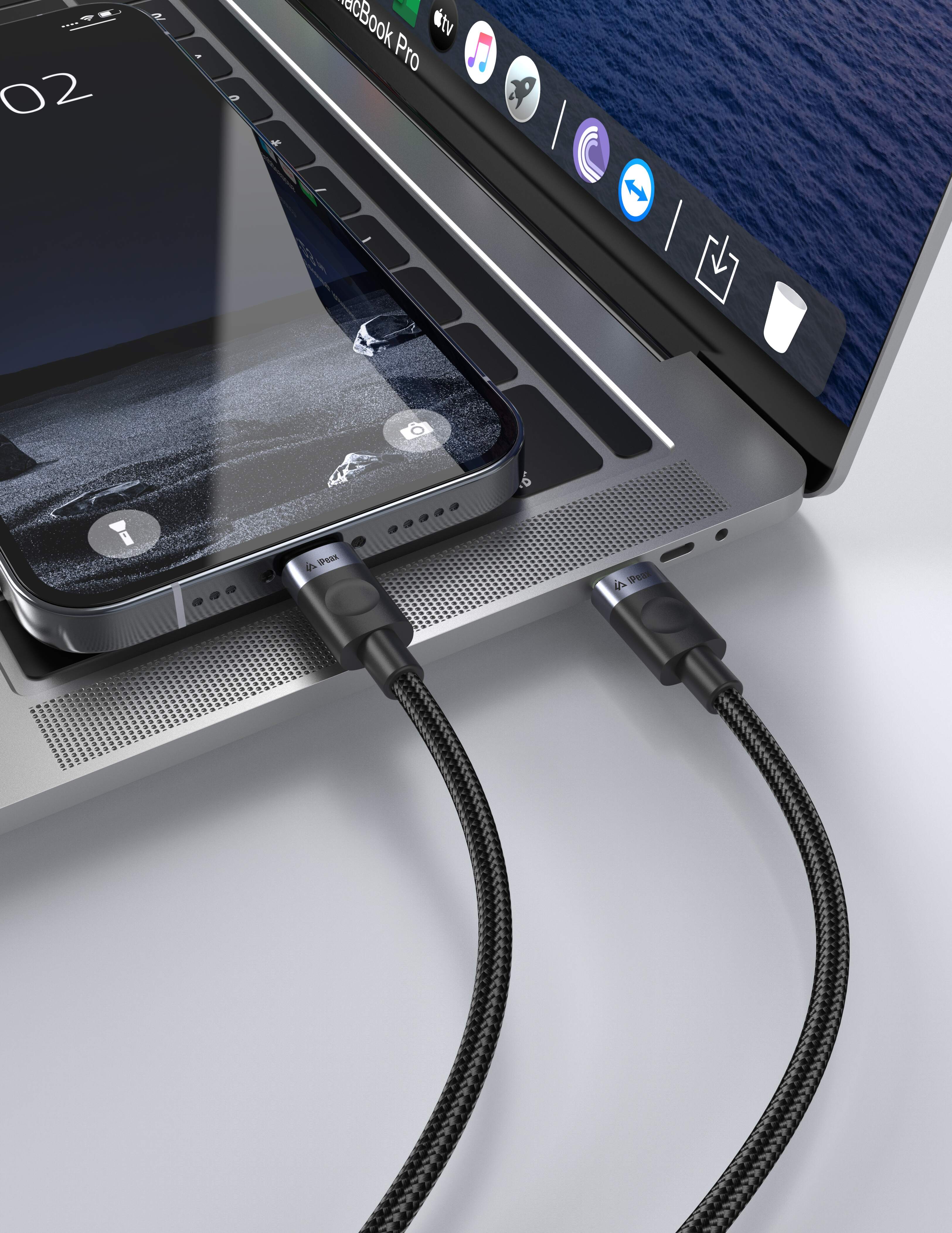 TEXTILNÝ KÁBEL USB-C / USB-C 1M, USB 2.0 ČIERNY 