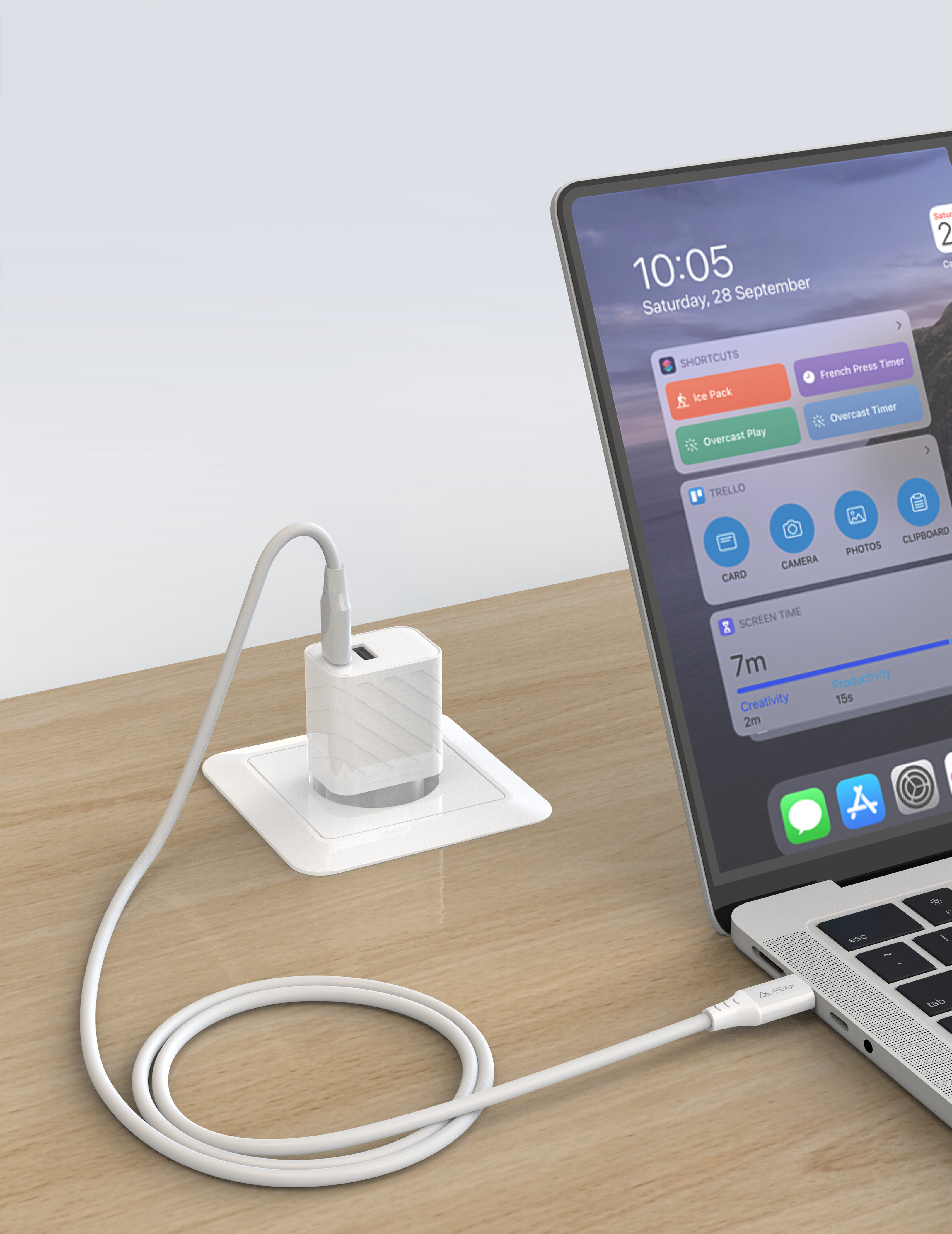 TPU KÁBEL USB-C / USB-C 1M, USB 2.0 BIELÝ 