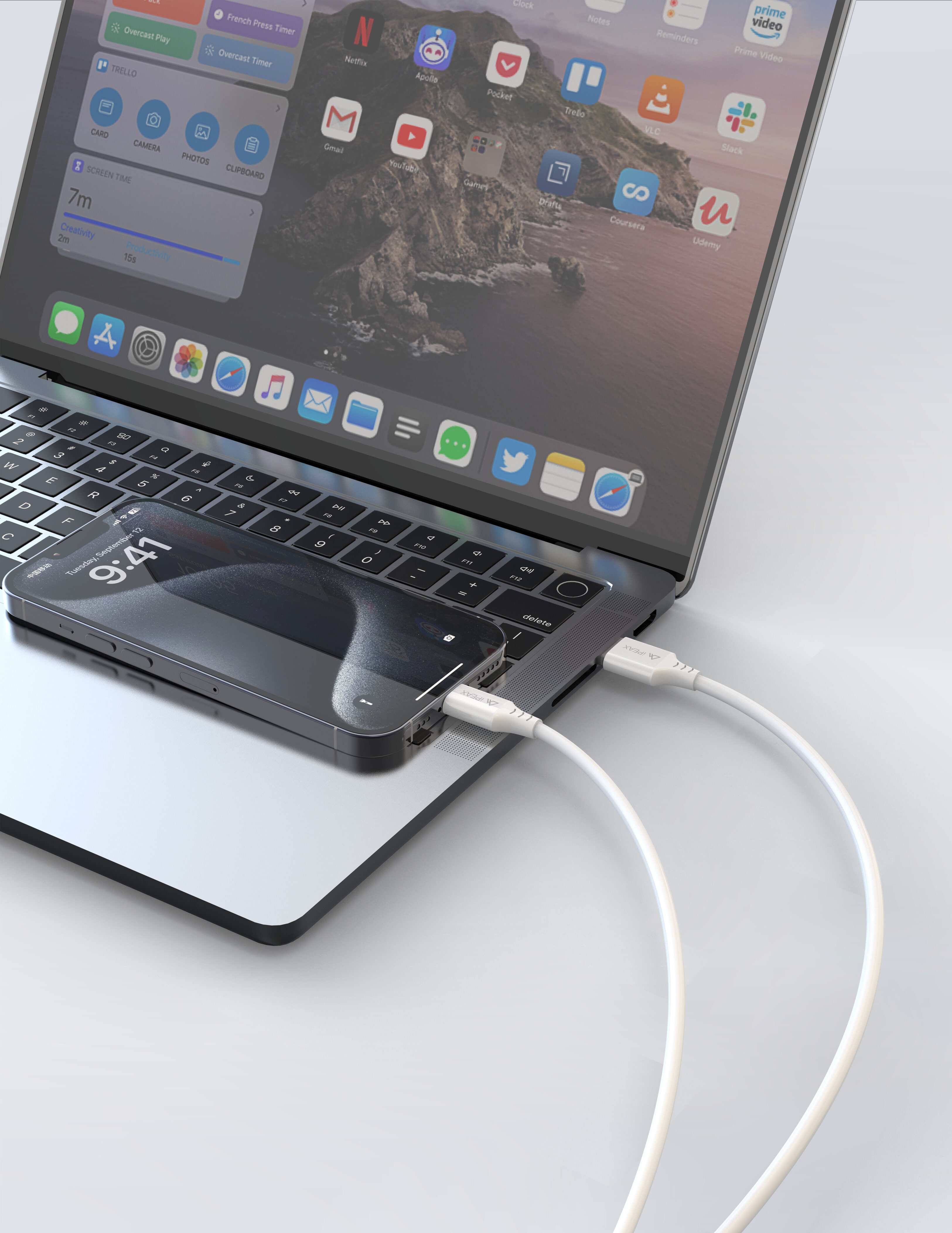 TPU KÁBEL USB-A / USB-C 1, 5M, USB 2.0 BIELÝ 