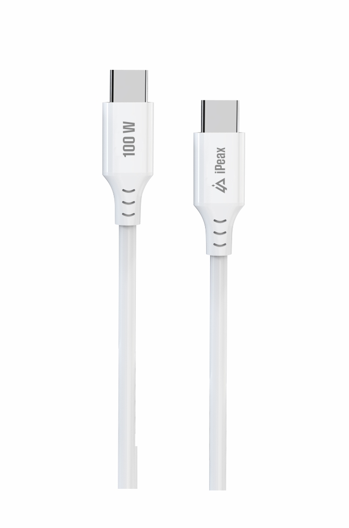 TPU KÁBEL USB-C / USB-C 1, 5M, 5A, 100W BIELÝ 