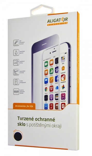 Ochranné tvrdené sklo ALIGATOR PRINT čierna, Xiaomi Redmi Note7, celoplošné lepenie