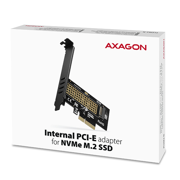 AXAGON PCEM2-N, PCIe x4 - M.2 NVMe M-key slot adaptér, vr. LP 