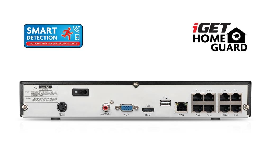 iGET HGNVK85304 - Kamerový PoE FullHD set, 8CH NVR + 4x IP 1080p kamera, SMART detekcia, W/ M/ Andr/ iOS 