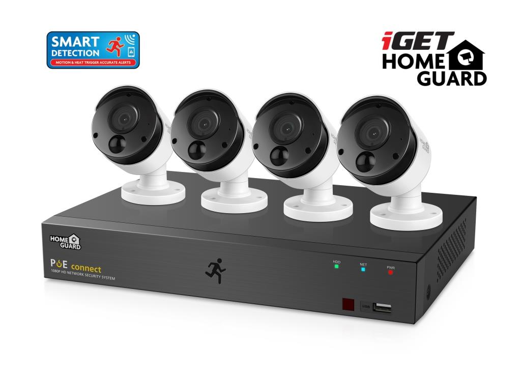 iGET HGNVK85304 - Kamerový PoE FullHD set, 8CH NVR + 4x IP 1080p kamera, SMART detekcia, W/ M/ Andr/ iOS