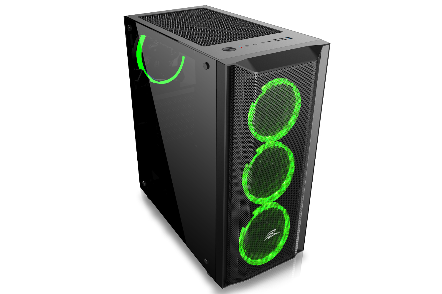 EVOLVEO Ptero Q1/ Midi Tower/ Transpar./ Čierna 