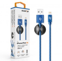 ALIGATOR PREMIUM Dátový kábel 2A, Lightning modrý