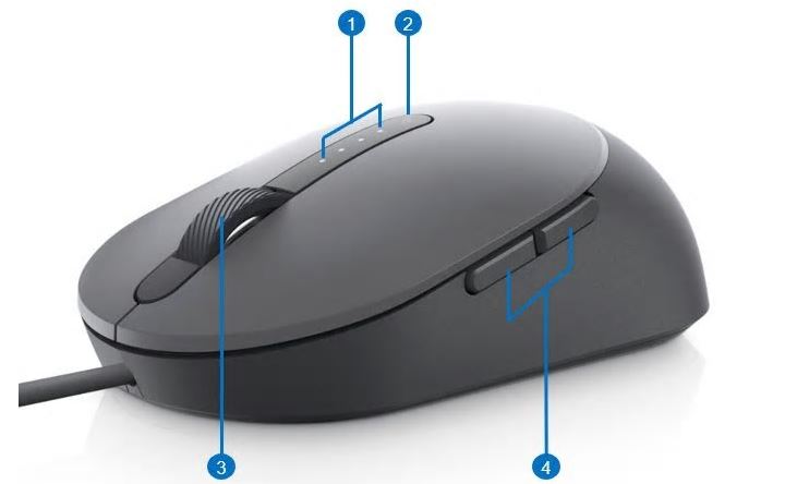 Dell MS3220/ Kancelárska/ Laserová/ Pre pravákov/ 3 200 DPI/ Drôtová USB/ Čierna 