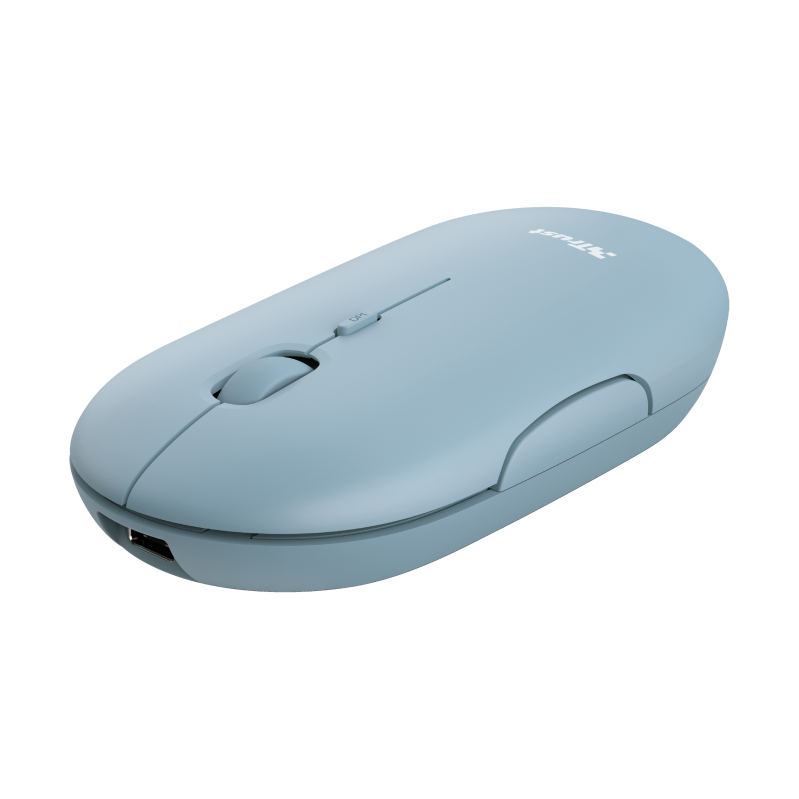 TRUST PUCK/ Cestovná/ Optická/ 1 600 DPI/ USB+BT/ Modrá