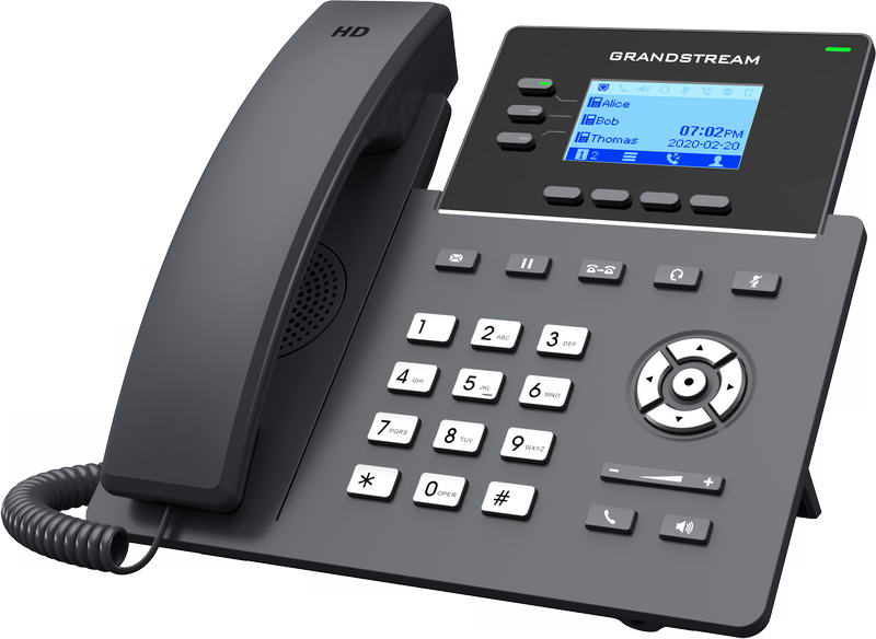 Grandstream GRP2603P SIP telefón, 2, 48" LCD podsv. displej, 6 SIP účty, 2x1Gbit port, PoE 