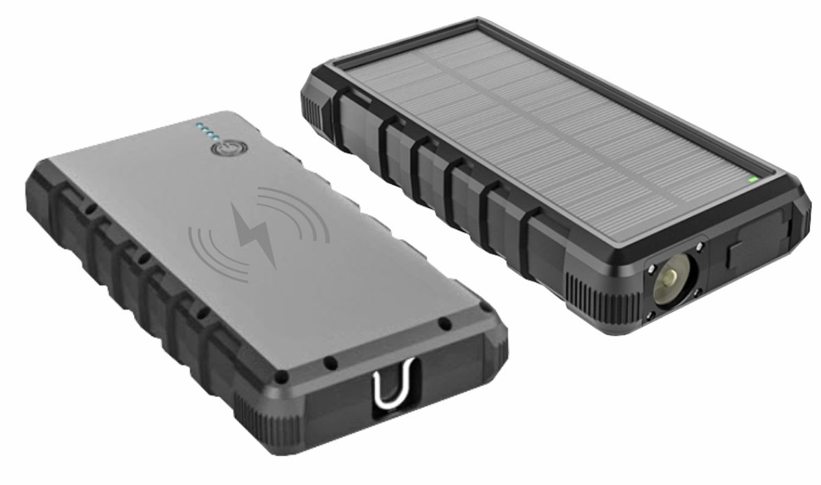 Solárna powerbanka VIKING W24W 24000mAh, QC3.0, bezdrôtové nabíjanie 