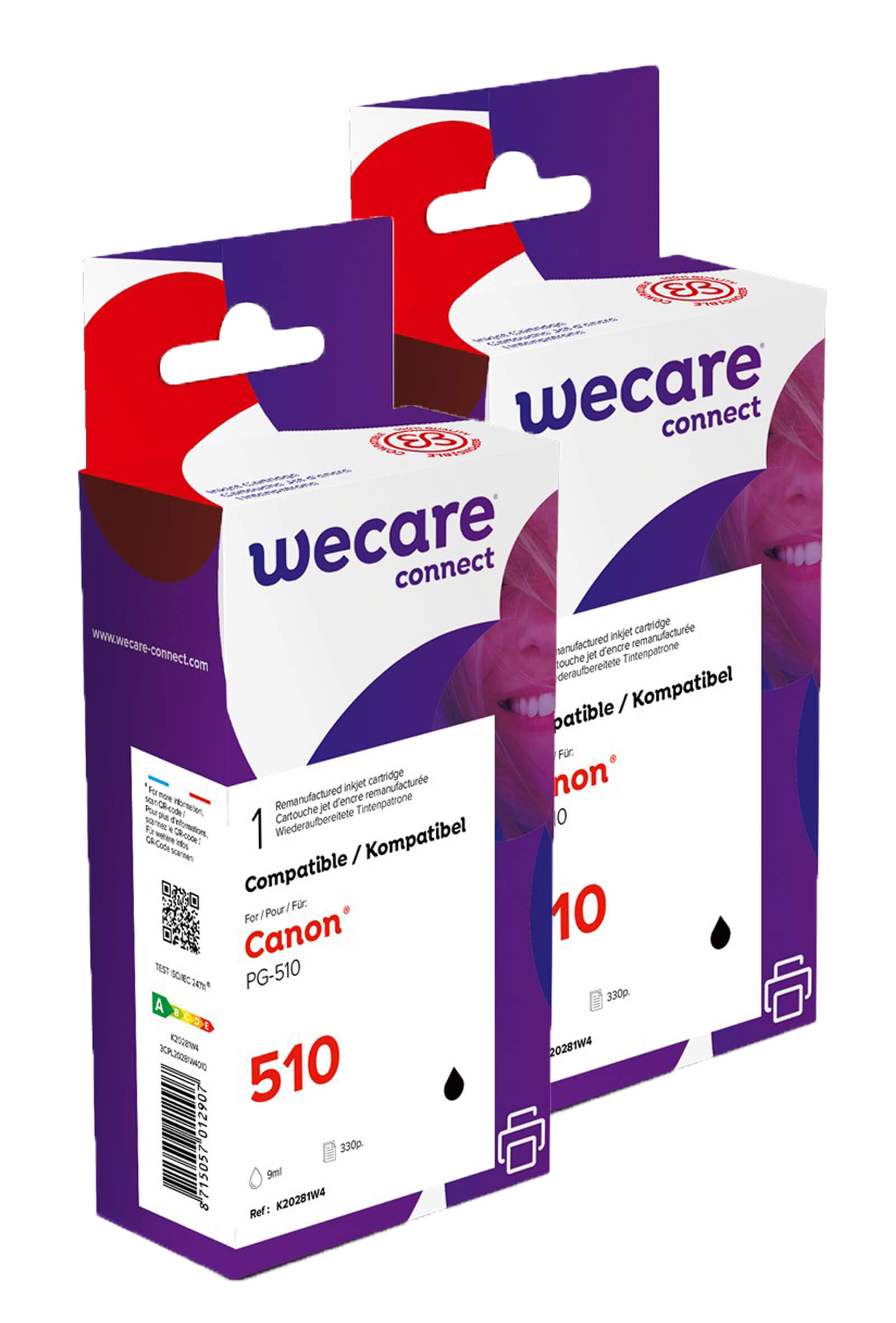 WECARE ARMOR sada ink kompatibilná s CANON PG-510, 2x9ml, čierna/ black