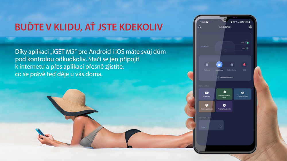 iGET SECURITY M5-4G Premium - Inteligentný 4G/ WiFi/ LAN alarm, ovládanie kamier a zásuviek, Android, iOS 