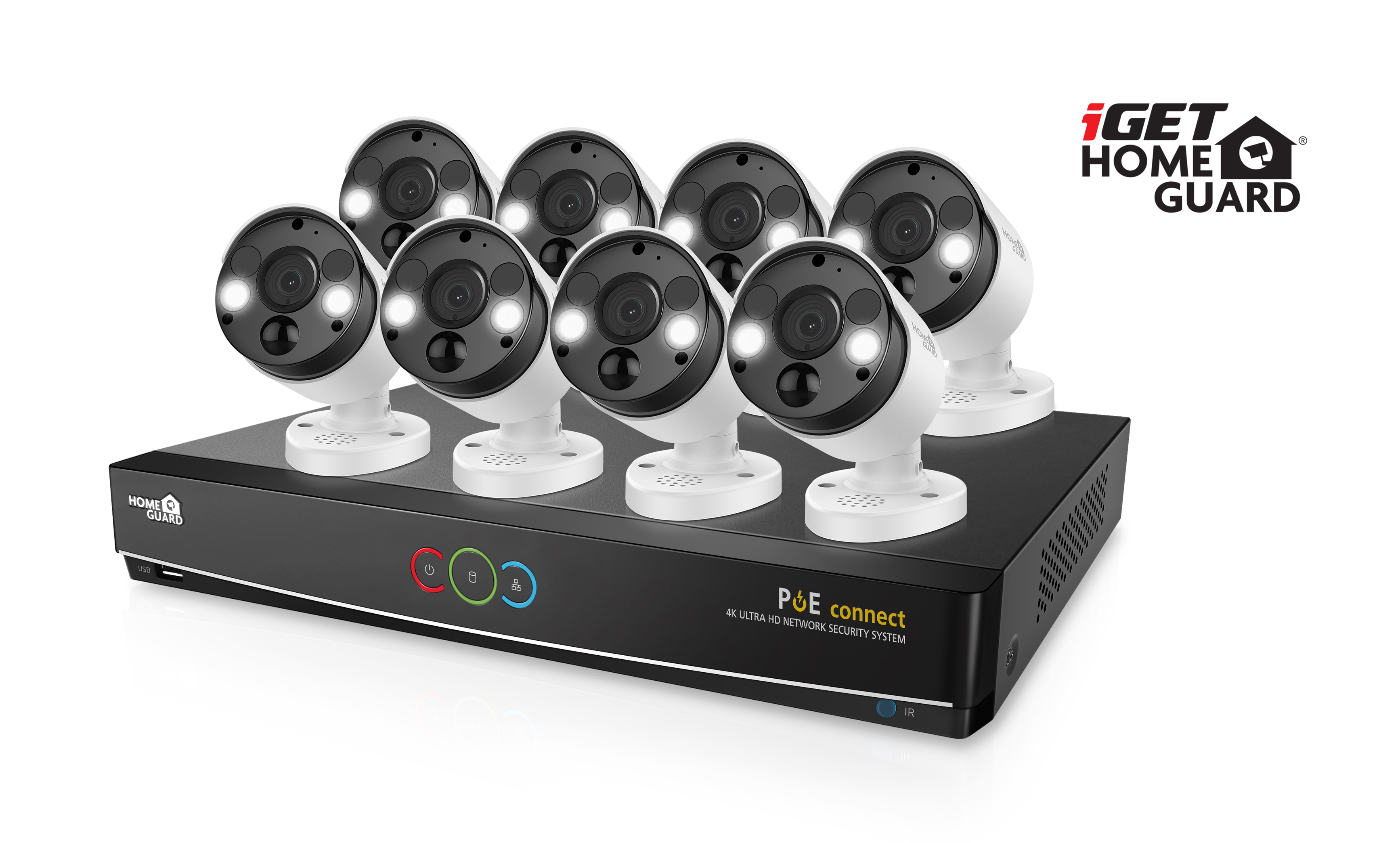 iGET HGNVK164908 - Kamerový UltraHD 4K PoE set, 16CH NVR + 8x IP 4K kamera, zvuk, SMART W/ M/ Andr/ iOS 