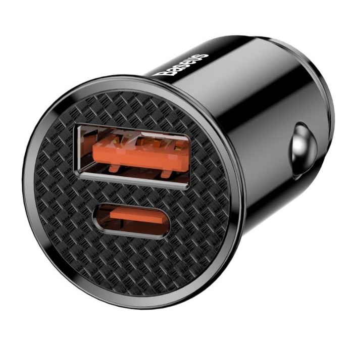 Baseus CCALL-YS01 Circular Nabíjačka do Autá USB+USB-C 30W Black 
