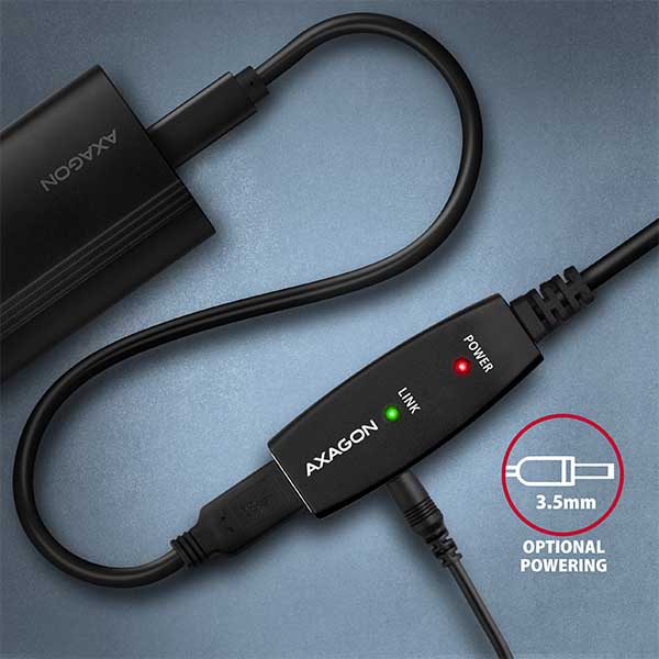 AXAGON ADR-210, USB 2.0 A-M -> A-F aktívny predlžovací / repeater kábel, 10m 