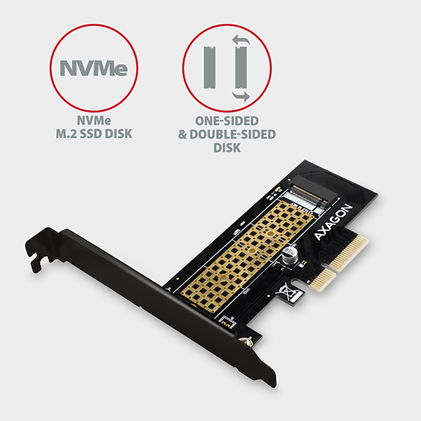 AXAGON PCEM2-N, PCIe x4 - M.2 NVMe M-key slot adaptér, vr. LP 