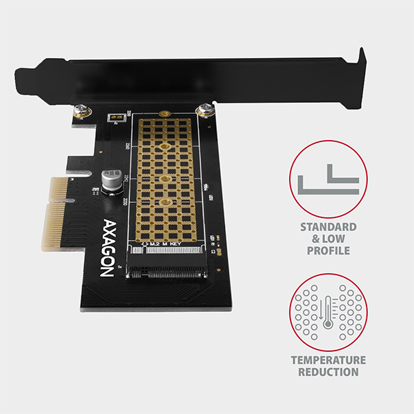 AXAGON PCEM2-N, PCIe x4 - M.2 NVMe M-key slot adaptér, vr. LP 