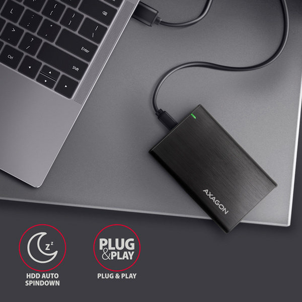 AXAGON EE25-A6C, USB-C 3.2 Gen 1 - SATA 6G 2.5" kovový RAW box, bezskrutkový 