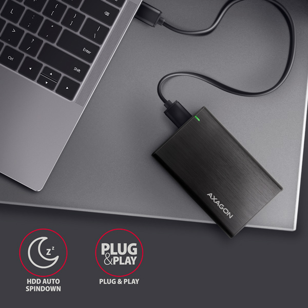 AXAGON EE25-A6M, USB 3.2 Gen 1 - SATA 6G 2.5" kovový RAW box, bezskrutkový 