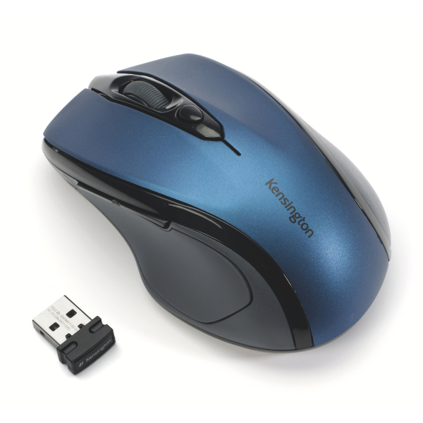 Kensington Pro Fit/ Ergonomická/ Optická/ Pre pravákov/ 1 600 DPI/ Bezdrôtová USB/ Čierna-modrá