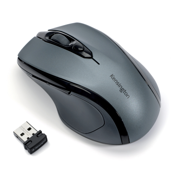 Kensington Pro Fit/ Ergonomická/ Optická/ Pre pravákov/ 1 600 DPI/ Bezdrôtová USB/ Čierna-strieborná